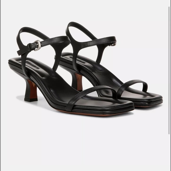 Vince Shoes - Vince Black Coco Leather Heeled Sandal Size 6.5